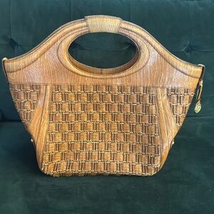 Brahmin large  straw and leather tote